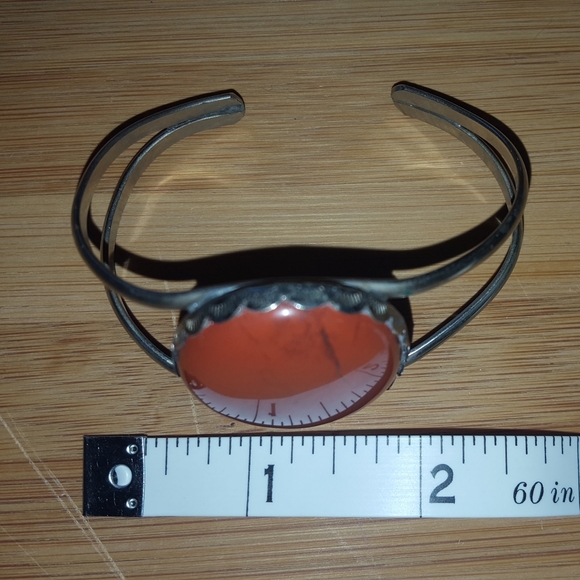 Sterling silver with orange agate bracelet. - Picture 2 of 3